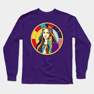 Brightly Colored Hippie Girl Long Sleeve T-Shirt